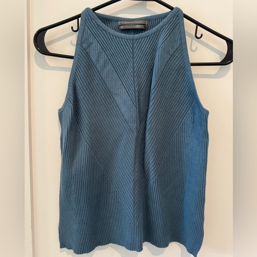 Anthropologie Elegant Teal Sleeveless tank top Women's size Medium XSP y2k H - Picture 2 of 7